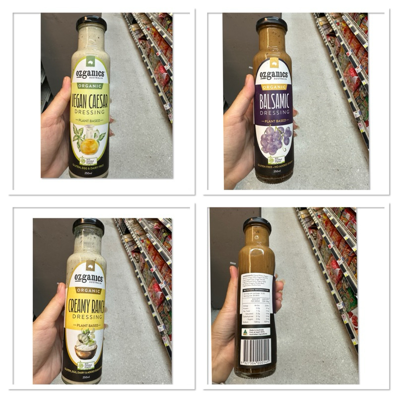 Ozganics Australia Organic Vegan Caesar Dressing Plant Based 250 Ml. / Balsamic / Creamy Ranch