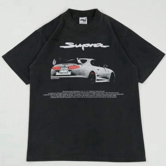 UTM06 T-SHIRT TOYOTA SUPRA เสื้อยืดคอกลมวินเทจ Unisex สีดำพิมพ์ลาย