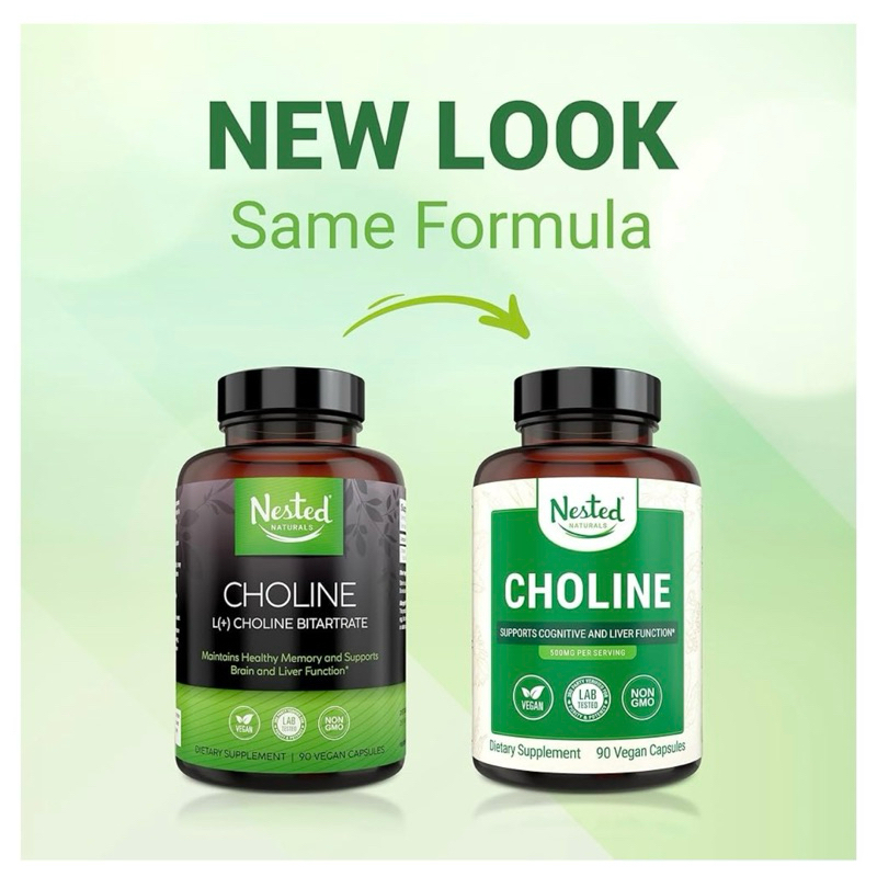 Cholineของแบรนด์Nested 250mg90เม็ดจากประเทศอเมริกาของแท้