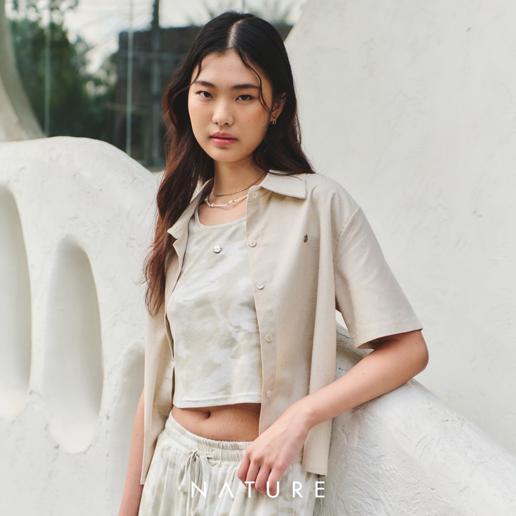 ลด 𝟲𝟬.-พิมพ์ NTBCTT nature.bkk - TPN0159 เสื้อเชิ้ตแขนสั้นลินิน Linen shirt