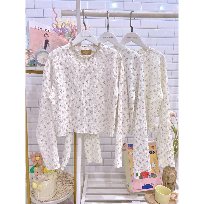 เสื้อแขนยาวคอกลม ผ้าใส่สบาย ไม่ต้องรีด summer B22