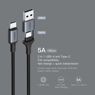 [ติดตาม รับส่วนลด] Orsen by Eloop S8 สายชาร์จ 2in1 PD 100W 5A USB Type C ยาว1.5เมตร ชาร์จโน๊ตบุ๊ค