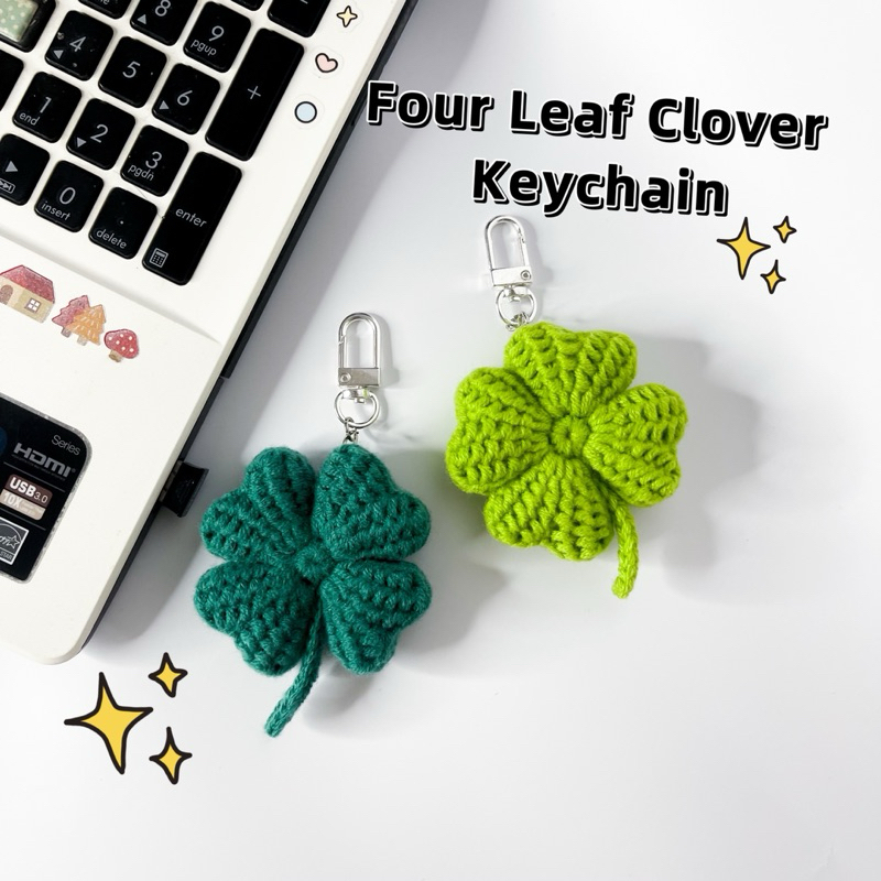 พวงกุญแจถัก Cloverleaf keychain ใบโคลเวอร์