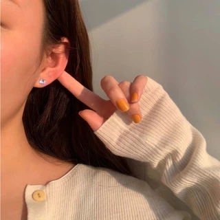 earika.earrings - white jewel stud ต่างหูเพชรเม็ดเดี่ยวก้านเงินแท้ชุบทองคำขาว (มี 2 ขนาด) เหมาะสำหรับคนแพ้ง่าย