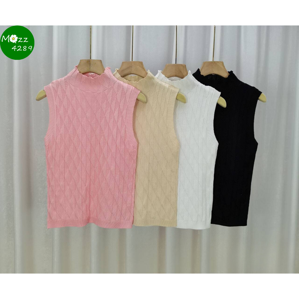 MQzz4289 *พร้อมส่ง* เสื้อยืดแฟชั่น ผู้หญิง แขนกุด ผ้าไหมพรม Freesize