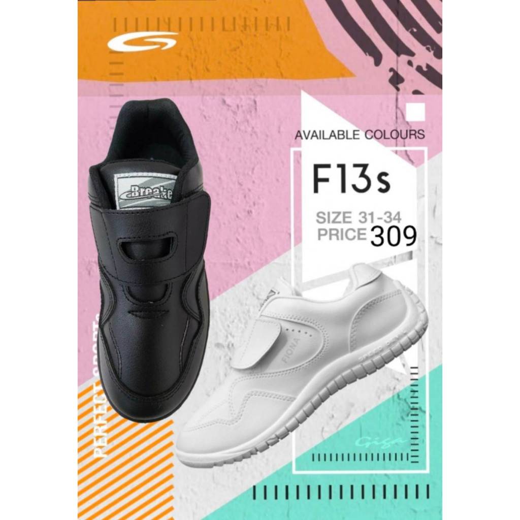 รองเท้ากีฬา Breaker รุ่น F13 ติดเทปเส้นเดียว สีดำ,ขาว เบอร์ 31-41 ของแท้ 100%+++ ของส่งพร้อมกล่อง !!!