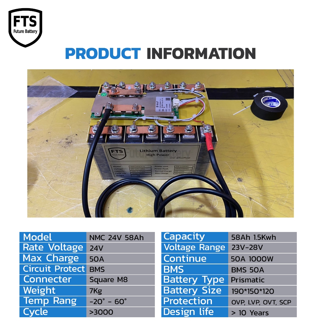 NMC Battery 24v (25.6-29.2) 58Ah CALB