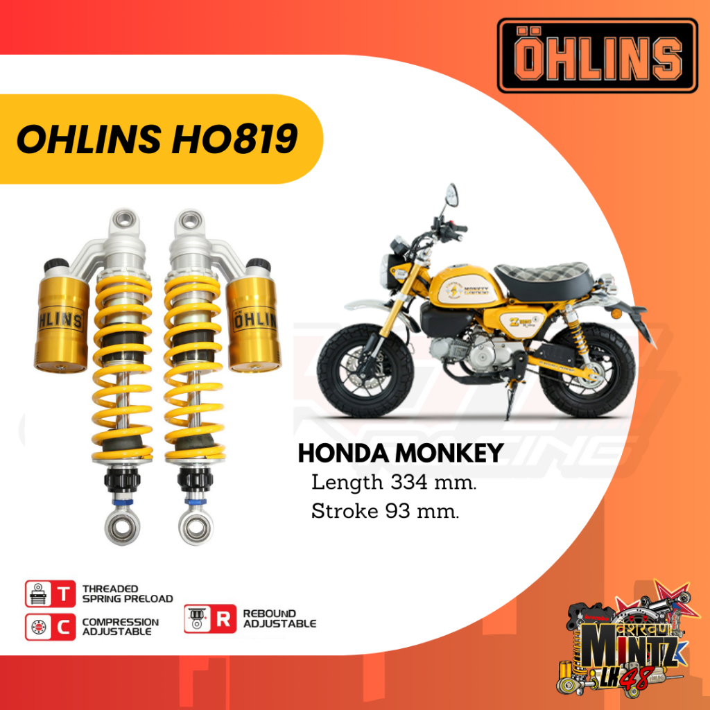 OHLINS HO819 โช๊คหลัง MONKEY125 (รับประกัน 2 ปี)