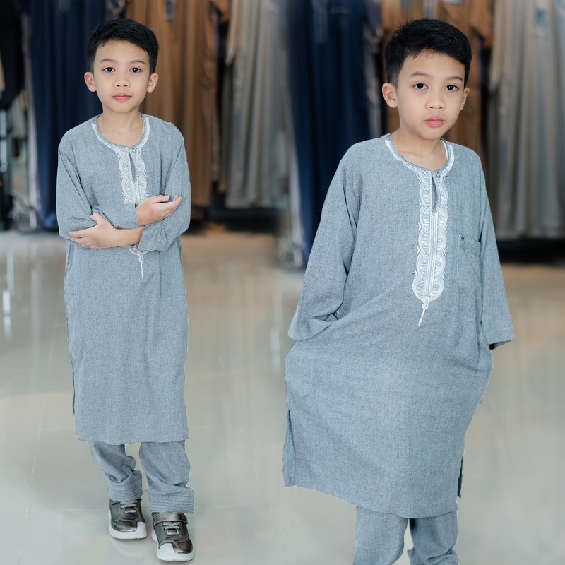 ชุดปากีเด็กชายแขนยาว เสื้อพร้อมกางเกง ใส่สบาย  คละลายปัก BA33วาริสมุสลิม ep1