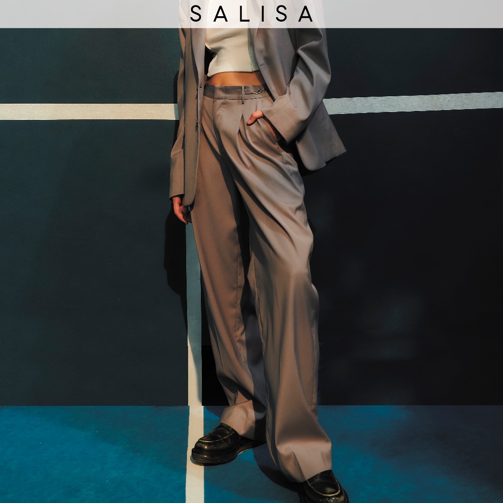SALISA - PANTS SS24 Mid-Rise Pleated กางเกงขายาว