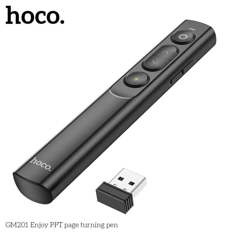 Hoco GM201 เลเซอร์พอยเตอร์ ควบคุมสไลด์ เปลี่ยนหน้า เพิ่ม-ลดเสียง hyperlink สำหรับนำเสนอ PPT พรีเซนต์ Laser Pointer hc6