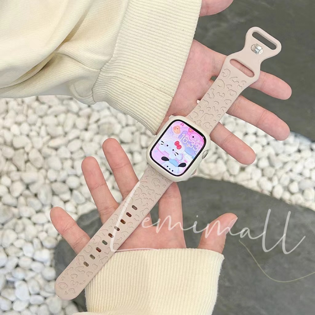 สายซิลิโคนยาง ปั้มลายเสือ สำหรับ สมาทวอช ใช้ได้กับ Smart Watch 9 8 7 6 5 4 3 2 1 Se Ultra 10/9/8/7/6/5/4/3 SS