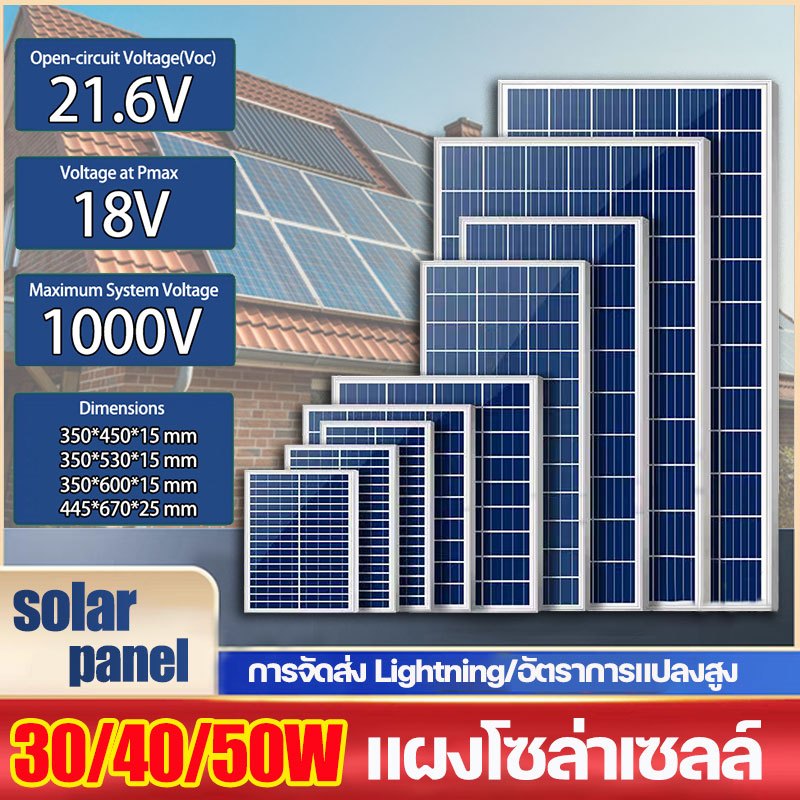 แผงโซล่าเซลล์ 500W/1000w/2000w พร้อมสาย Solar Cell โซล่าเซลล์ Solar Panel กันน้ำ กันฟ้าร้องฟ้า