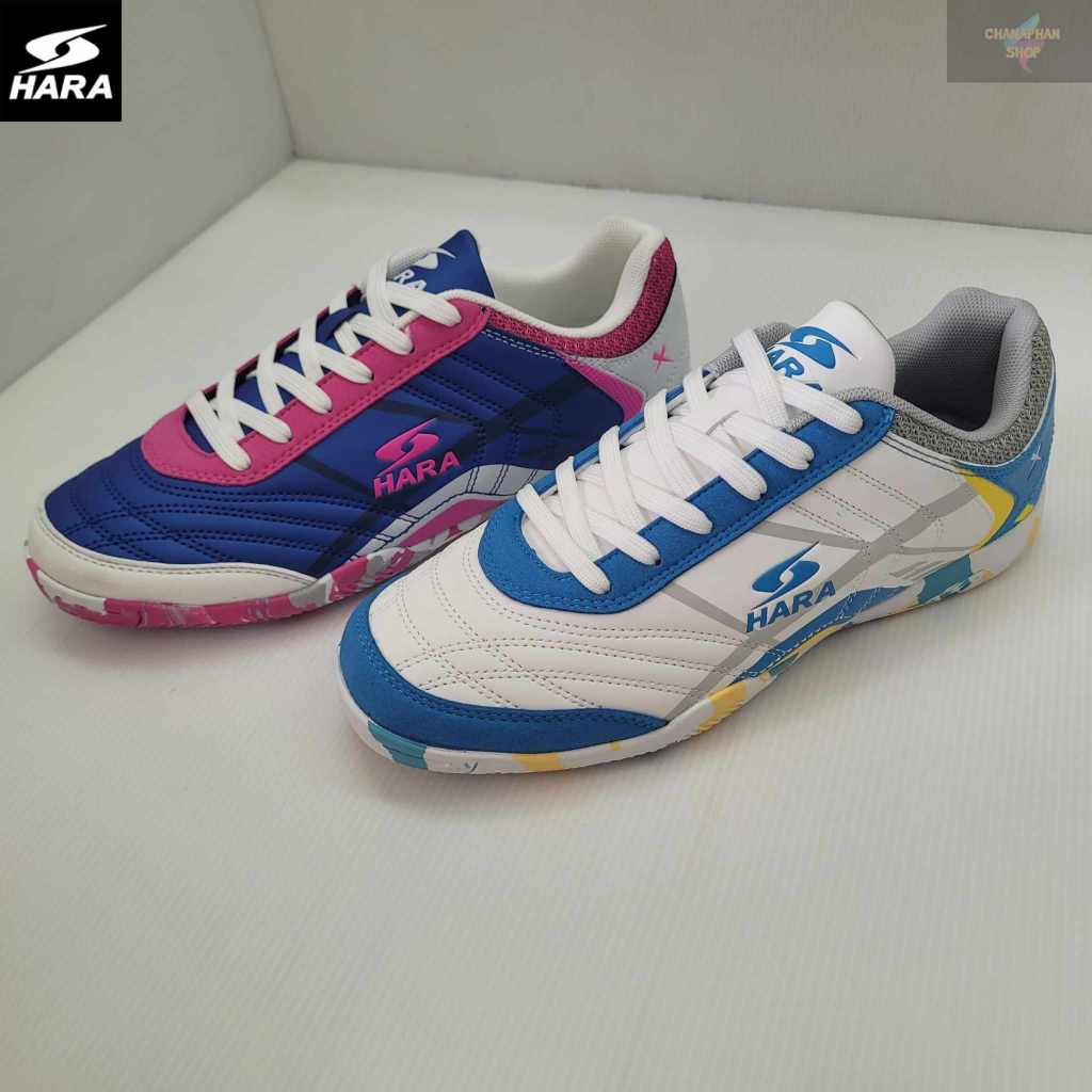 HARA Sports รองเท้าฟุตซอล รุ่น Futsal-X รองเท้าฟุตซอล สีน้ำเงินชมพู/สีขาวน้ำเงินเหลือง รุ่น FS28 SIZE 39-45