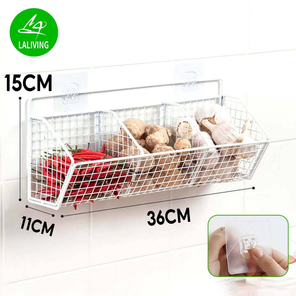 ห้องครัว ขิงหัวหอมกระเทียม ตะกร้าเก็บของ ชั้นวางเครื่องปรุง ชั้นวางของ ติดผนัง โครงเหล็ก ตะกร้าผัก ขนาดเล็ก - รูปที่ 5