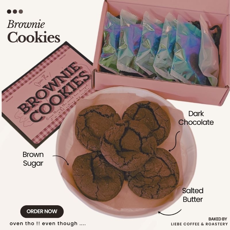 Brownie Cookies "Oven tho" baked by liebe อร่อย หวานน้อย กรอบนอก หนุบหนับ เกินต้านน