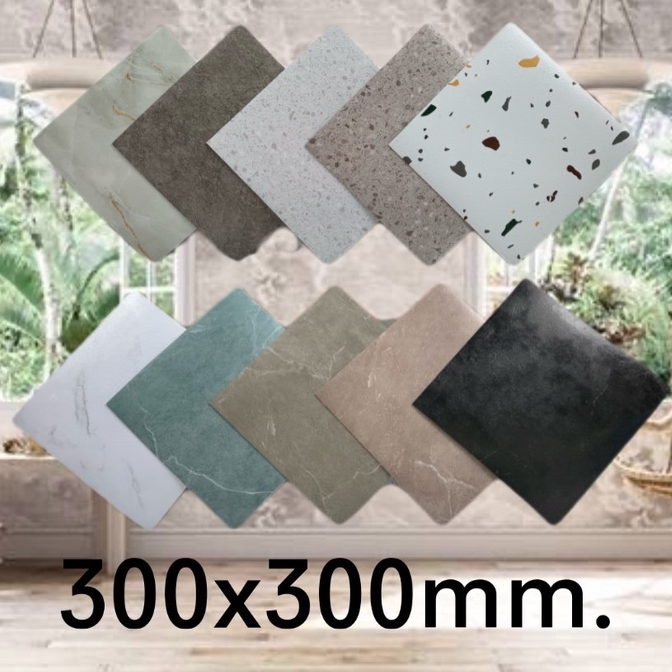 กระเบื้องยางปูพื้น แบบแผ่นมีกาวในตัว ขนาด 30X30 ซม หนา 1.5 มิล พร้อมส่งในไทย #A137