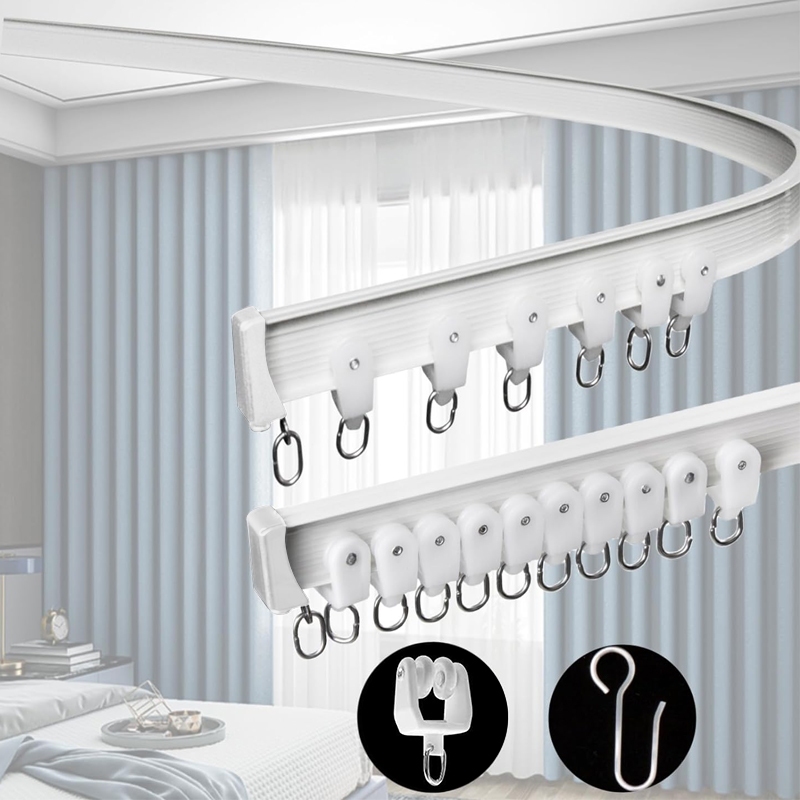อุปกรณ์ ตกแต่งบ้าน 💕3-5M💕รางผ้าม่าน ราวผ้าม่าน โค้งงอได้ รูปทรง DIY ราวม่านจีบ ไม่มีเสียงรบกวน แผ่นเหล็กฝัง พลาสติกพีวีซี Curtain Track ราคาถูก