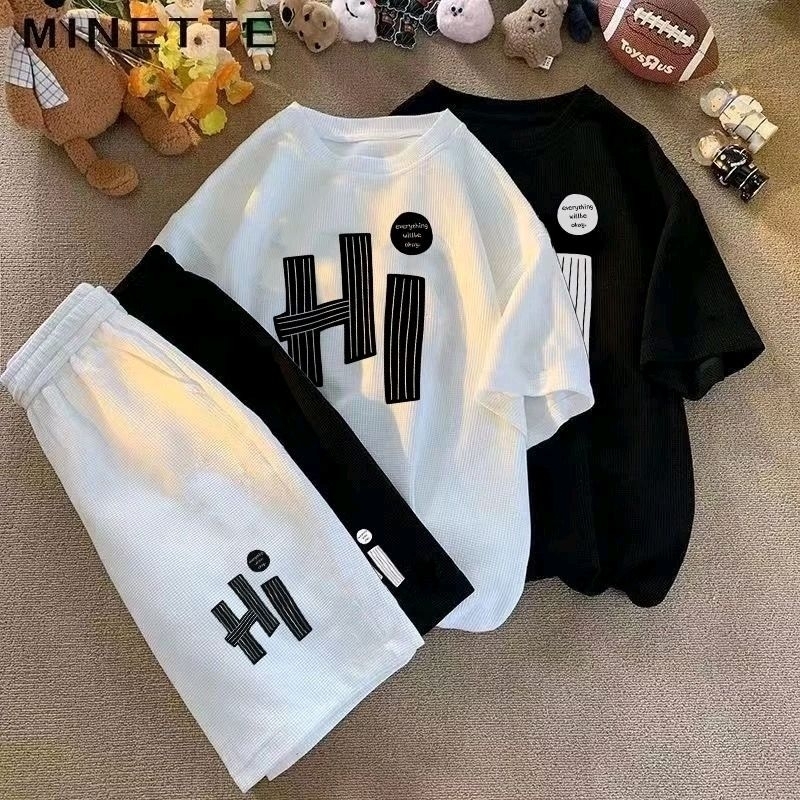 ⚡️ พร้อมส่ง⚡️ทีเชิร์ต (เสื้อ+กางเกงขาสั้น) คอกลม ผู้ชาย สไตค์ เกาหลี สวมใส่สบาย เนื้อผ้าอย่างดี