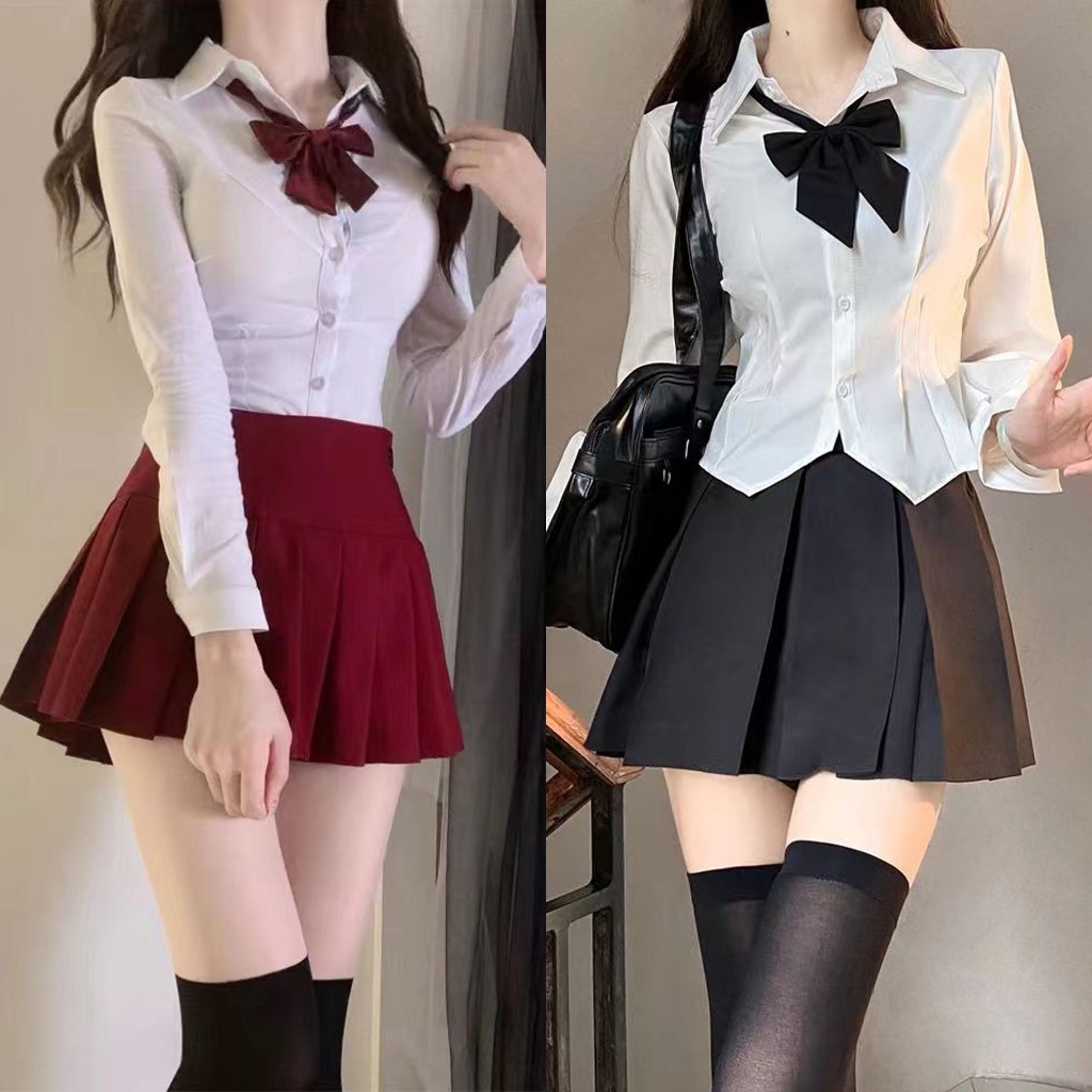 พร้อมส่ง👗ชุดญี่ปุ่นJK เอวสูง ชุดเกาหลี กระโปรงพลี กระโปรงเทนนิส กระโปรงพลีทแบบสั้น
