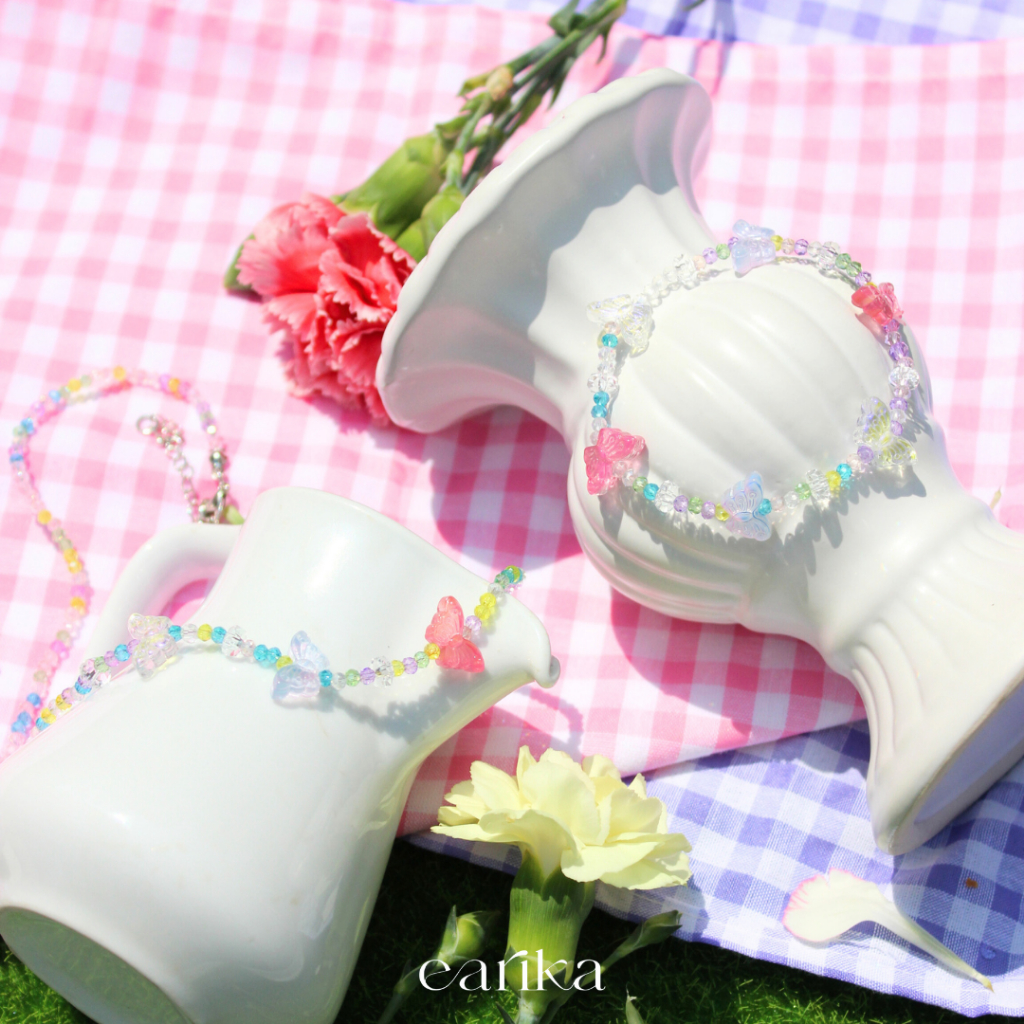 earika.earrings - summer flavour collection สร้อยคอและสร้อยข้อมือลูกปัดน่ารักสีหวานหลากสีจี้ผีเสื้อ