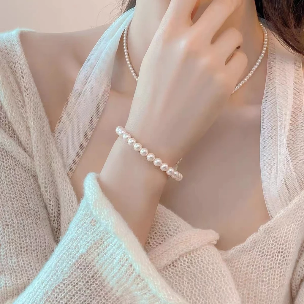 สร้อยข้อมือมุก 8mm สีพื้น สไตล์เกาหลี สำหรับผู้หญิง