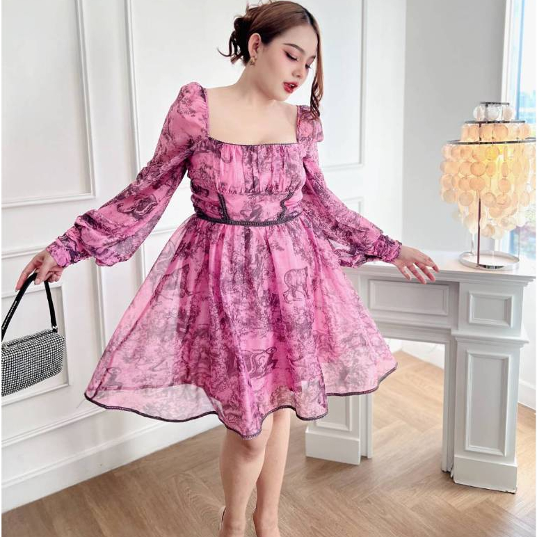 #CA311 : Calorie Fashion : มินิเดรสลุคคุณหนูไฮโซ เน้นอกเอว พิมพ์ลวดลาย