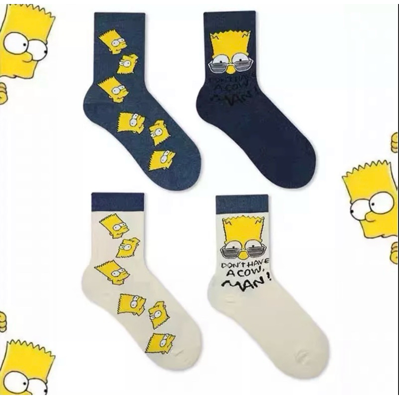 The Simpson Socks ถุงเท้าซิมซัน แบบยาว ผ้าเนื้อนุ่มลายการ์ตูนน่ารัก พร้อมส่ง