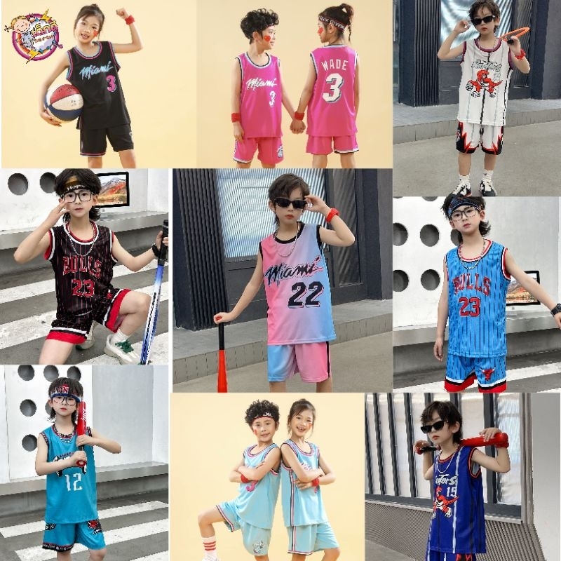 ชุดบาสเกตบอลเด็ก ชุดเสื้อผ้าฤดูร้อน เด็กชายและเด็กหญิง เสื้อผ้าลูก ชุดกีฬา ชุดบาสเกตบอล BA4