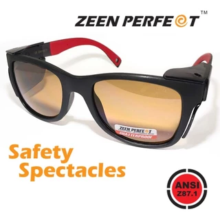 แว่นเซฟตี้ ZEEN PERFECT SG1008 เปลี่ยนเลนส์ได้มีกระบังข้าง ป้องกันตามมาตราฐาน ANSI Z87.1 CE EN166F