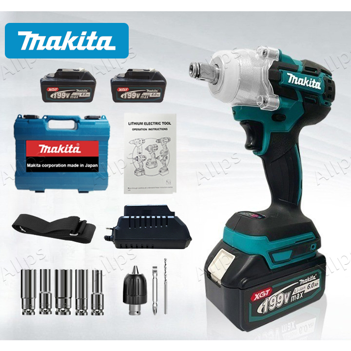 MAKITA ประแจไฟฟ้าไร้สาย 199V แบต 2 บล๊อคไฟฟ้า บล็อคไร้สาย ไฟฟ้าประแจผลกระทบ 2 แบตเตอรี่ลิเธียม 520 N.M ประแจไฟฟ้า ราคา ถูกที่สุด ดีลบีเคเค