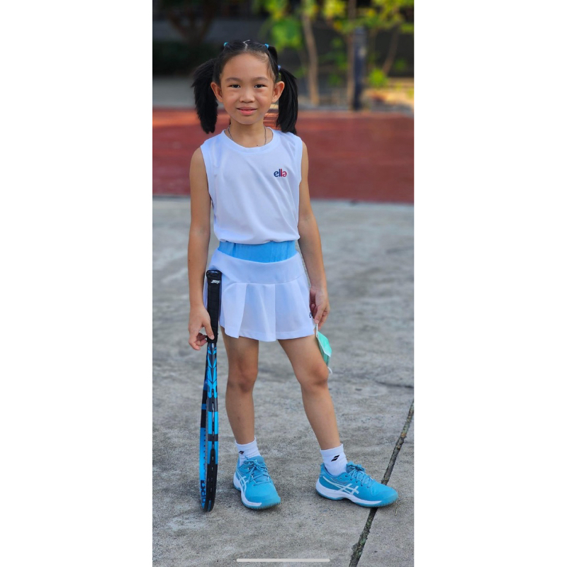 กระโปรงจับจีบขาว ใส่เล่นกีฬา เทนนิส แบดมินตัน padel
