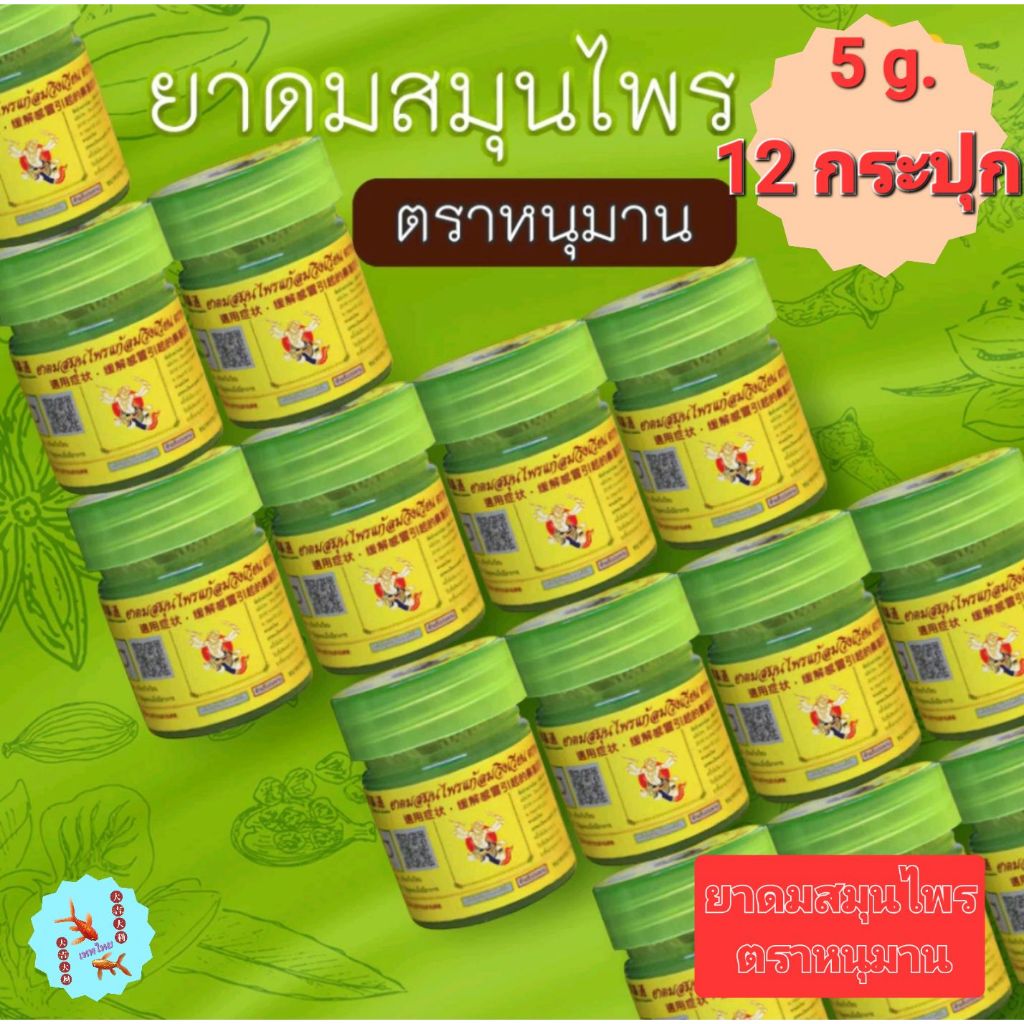 ยาดมตราหนุมาน ขนาด 5 กรัม ยกโหล (แบบแพ็ค 12 กระปุก) Hanuman Brand