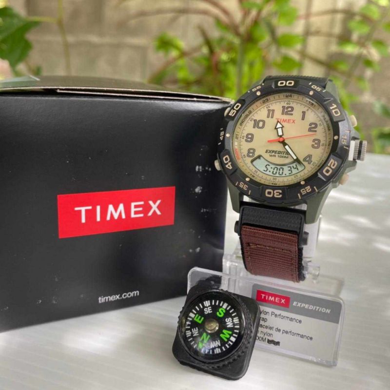 นาฬิกา Timex experditio มือ 1 สำหรับชาย กันน้ำ💯 รุ่น T45181แถมเข็มทิศ 1 อัน