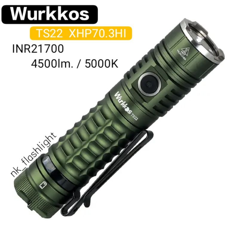 Wurkkos TS22  XHP70.3HI ไฟฉายชาร์จไฟได้ IP68 5000K 4500LM สว่างมากไฟฉาย21700 พร้อมหางแม่เหล็ก