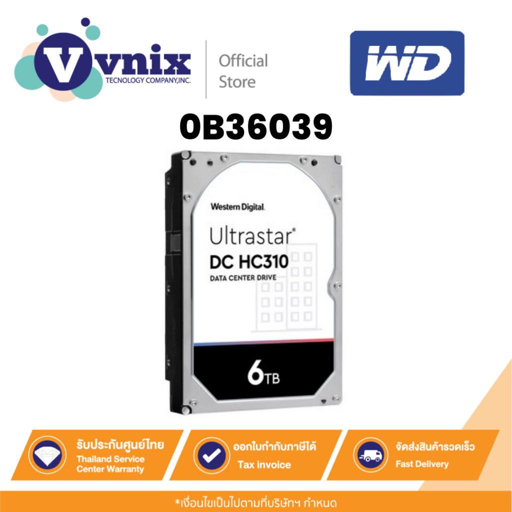 WD 0B36039 Ultrastar DC HC310 6TB Enterprise-Class Hard Drive By Vnix Group