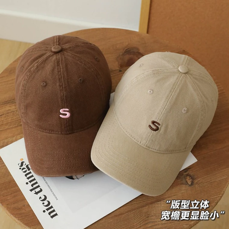(พร้อมส่ง) หมวกแก็ปปัก อักษร S มินิมอลสุดๆ ทรงสวยมาก ผ้า cotton ใส่สบาย หมวกสไตล์เกาหลี หมวกมินิมอล