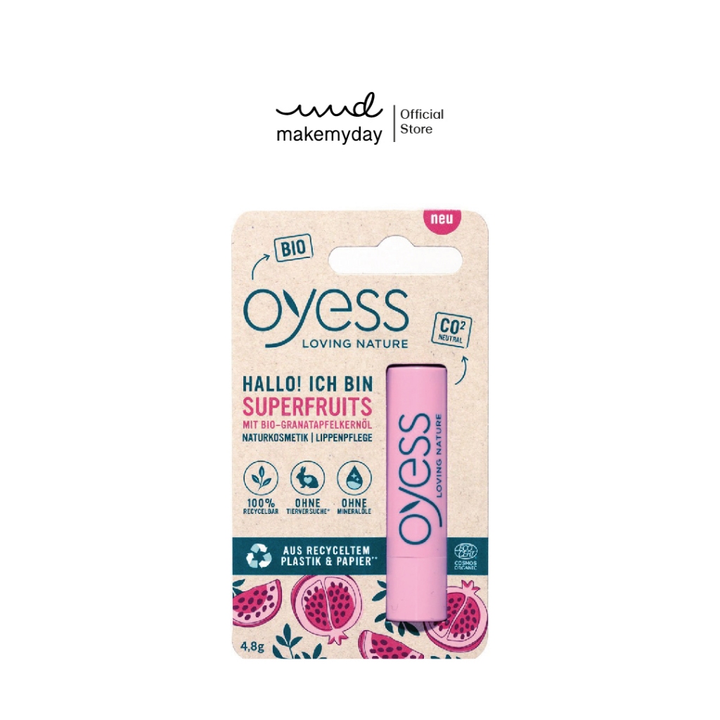 Oyess soft lip care ลิปมันออร์แกนิค สูตร superfruits เมล็ดทับทัมแท้ นำเข้าจากเยอรมัน