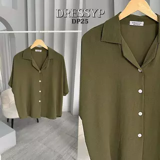 dressyp - Slub Batwing Shirt เสื้อเชิ้ตผู้หญิง คอปกฮาวาย เเขนค้างคาว ผ้าสลาฟ ใส่ง่าย ใส่สบาย DP25