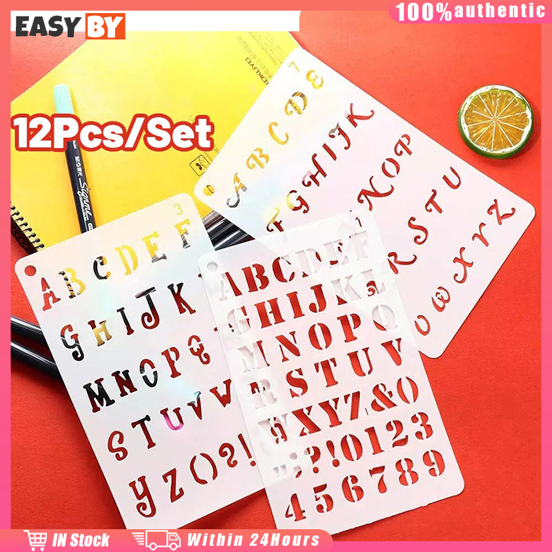 แผ่นแม่แบบฉลุลายตัวอักษร ลายตัวอักษร ตัวเลข ใช้ซ้ําได้ DIY  ร้านอยู่ที่ไทย