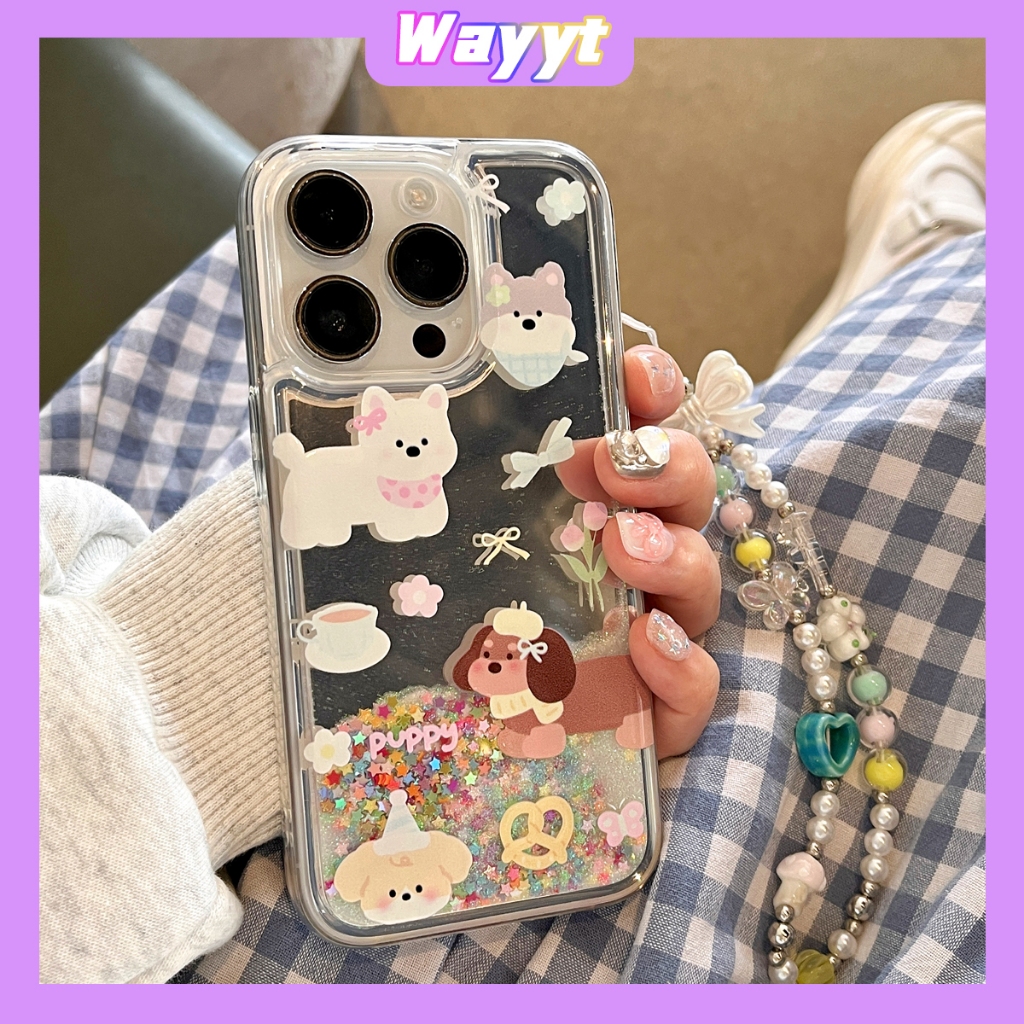 สินค้าใหม่ for iPhone 15 Pro Max 14/13/12/11 พกง่ายๆ case เคสไอโฟน11 บางเบาพกพาง่าย การ์ตูน กระจก ทรายดูด โซ่มุก case