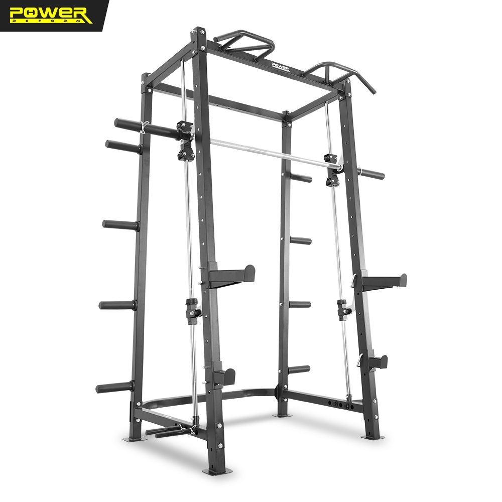 POWER REFORM สมิทแมชชีน Smith Machine รุ่น HERCULES ที่รวมเอา Power Rack บาร์โหนและที่เก็บแผ่นไว้ในเครื่องเดียวกัน