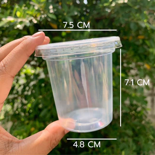 ถ้วยพลาสติก6ออนซ์ สำหรับนึ่ง ใส่ขนม พร้อมฝาเรียบ/โดม ปาก75