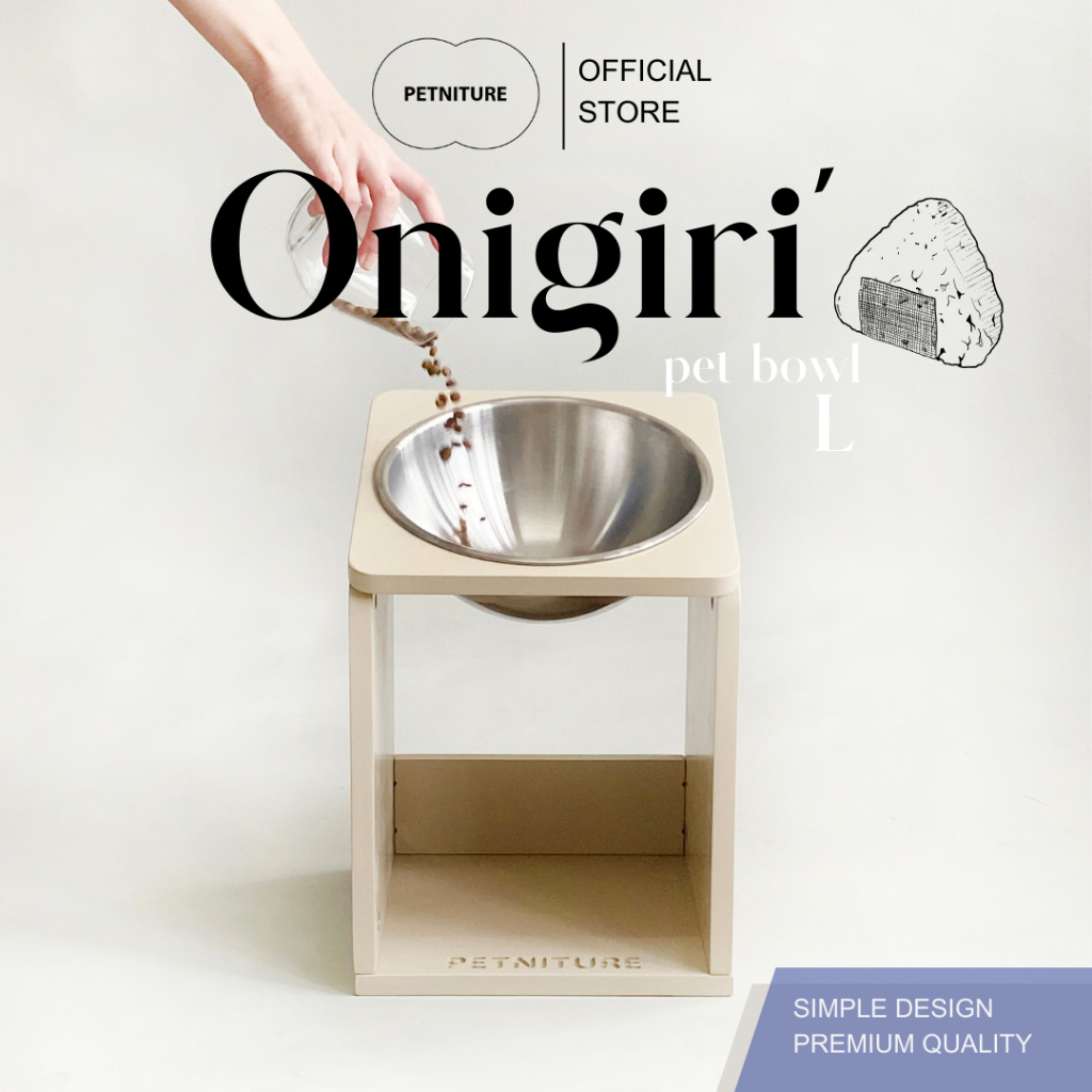 𝗣𝗘𝗧𝗡𝗜𝗧𝗨𝗥𝗘 𝗢𝗻𝗶𝗴𝗶𝗿𝗶' 𝗱𝗶𝗻𝗲 𝘁𝗮𝗯𝗹𝗲 𝗽𝗲𝘁 𝗯𝗼𝘄𝗹 🍙Size : L ขนาดใหญ่ ชามอาหารสัตว์เลี้ยงขนาดใหญ่