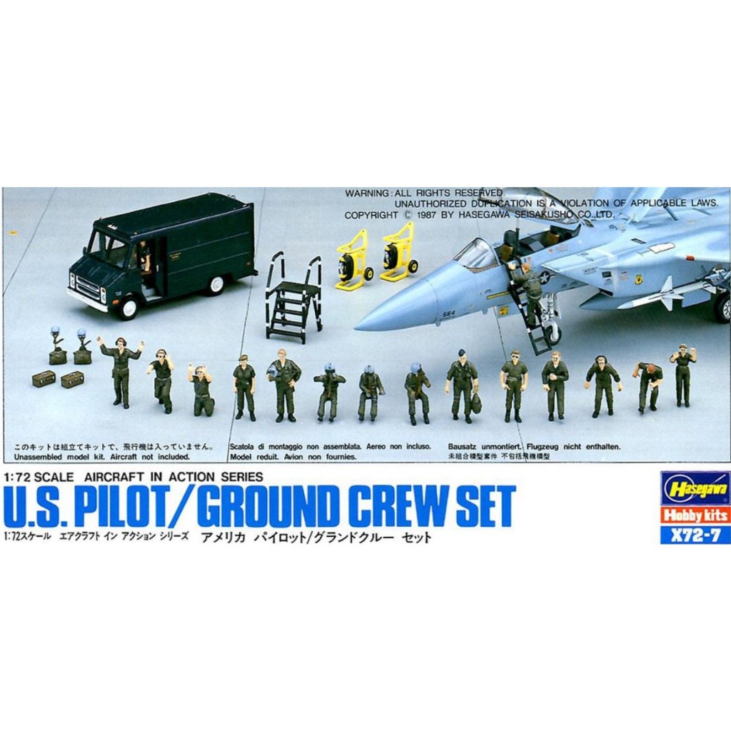 Hasegawa 1/72 US Pilot Ground Crew Set 🌱 โมเดลพลาสติกพนักงานเครื่องบิน ยังไม่ได้ประกอบทำสีทากาว ใหม่