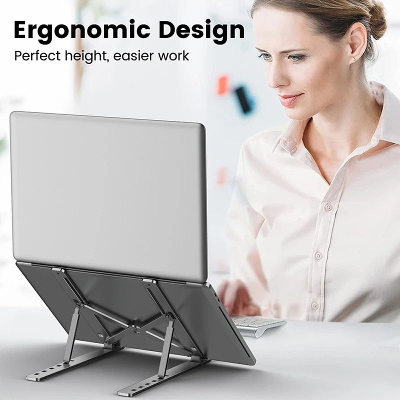 Laptop Stand อลูมิเนียม แท่นวางโน๊ตบุ๊คพับเก็บได้ ขาตั้ง แล็ปท็อป ขาตั้งโน๊ตบุ๊คพกพา Laptop Holder ที่วางคอมพิวเตอร์บนโต