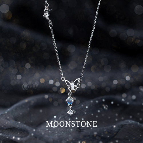 MEET พร้อมส่ง แฟชั่นสุดชิค สร้อยคอเงินแท้ Moonstone สร้อยเงิน สร้อยเงินแท้925 สร้อยคอเพชร สร้อยแฟชั่น สร้อยคอผู้หญิง