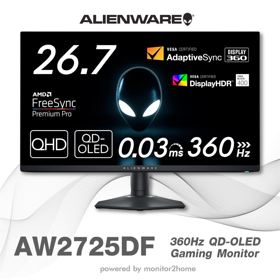 Alienware AW2725DF 27" 2K QD-OLED 360hz, HDMI 2.1, DisplayHDR True Black 400 Gaming Monitor. 3Yrs Warranty