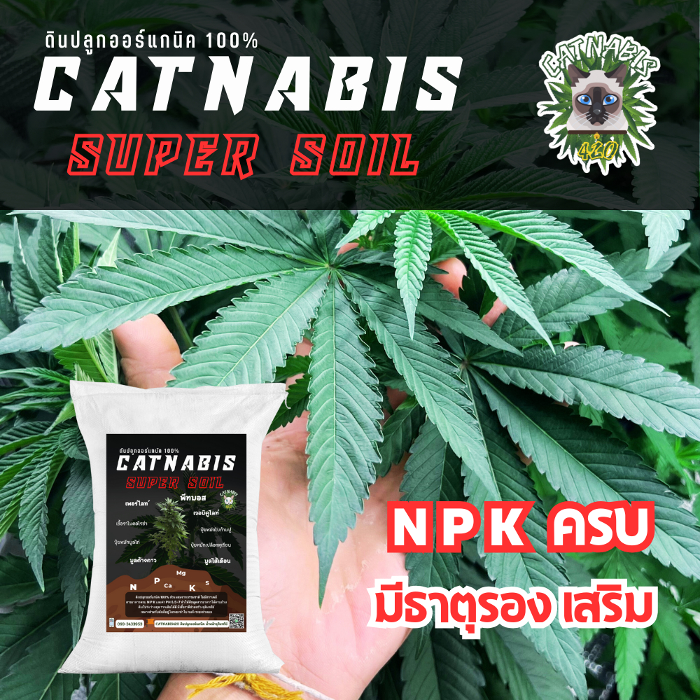ดินปลูก CATNABIS SUPER SOIL 8 ลิตร ดินปลูกออร์แกนิค สำหรับช่วงทำใบ จนเก็บเกี่ยว ดินปลูกไร้สารเคมี