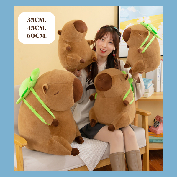 ตุ๊กตาคาปิบาร่า พร้อมกระเป๋าเป้สะพายหลัง ผ้านุ่มน่ากอดสุดๆ เขียนการ์ดอวยพรได้ ขอ